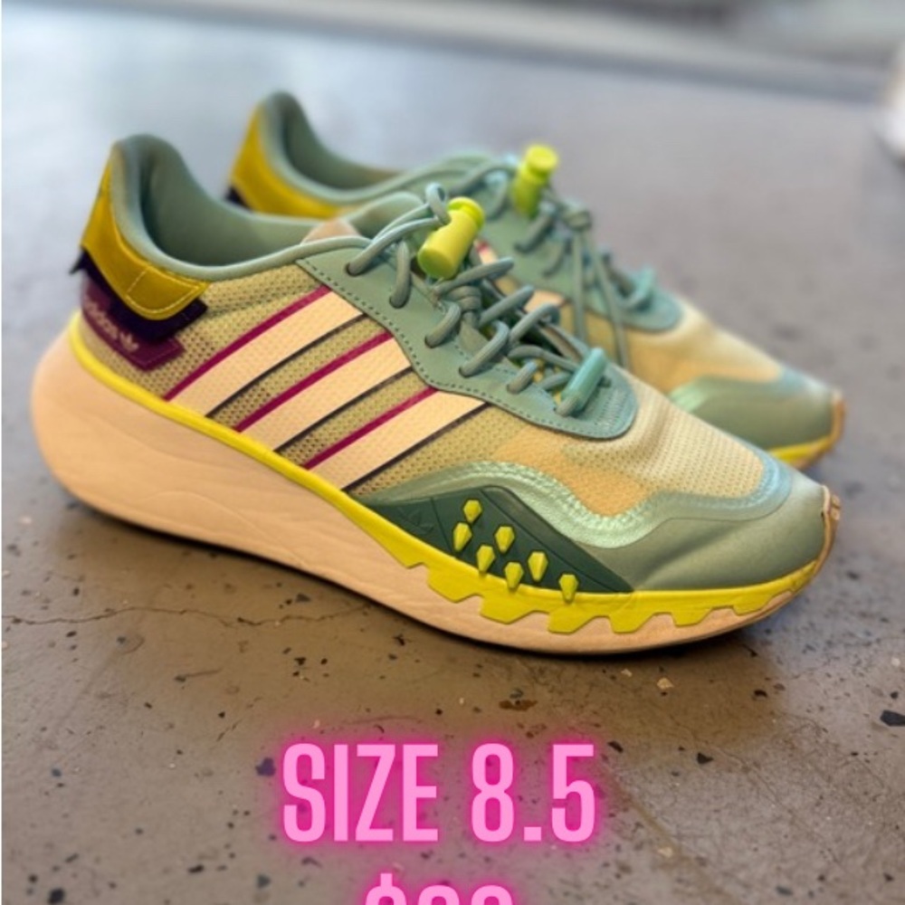 Adidas Women's Blue and Green Sneakers